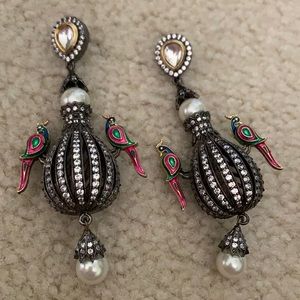 Peacock Adorned Cocktail Rhinestone Earrings *NEW*